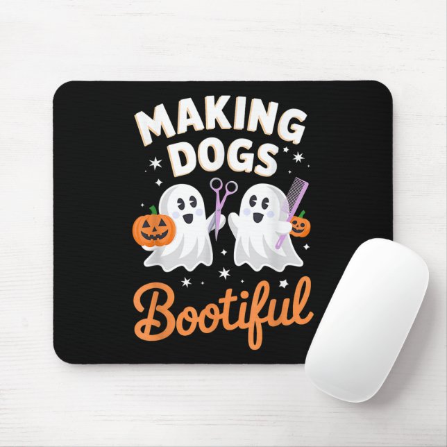 Pet Groomer Funny Halloween Making Dogs Bootiful Mouse Pad (With Mouse)