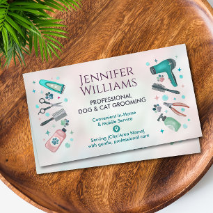 Pet Groomer  In-Home & Mobile Dog & Cat Grooming Business Card