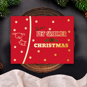 Pet Groomer on Christmas Cat and Dog Gold Holiday