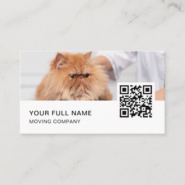 Pet Groomer QR Code Logo Social Media Business Card (Front)
