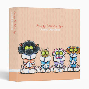 Pet Groomer Spa Guest Guide Dogs Cat Robes Peach Binder