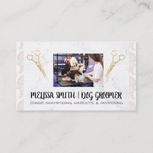 Pet Groomer Working with Dog Animal Care Business Card