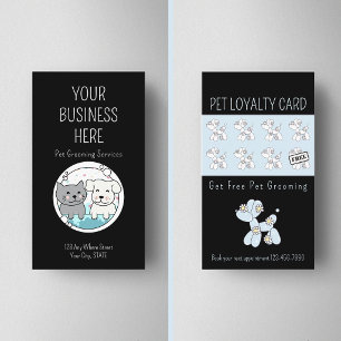 Pet grooming balloon dog blue loyalty business card