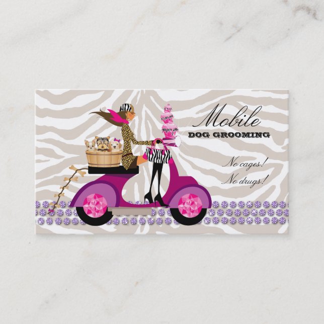 Pet Grooming Carte de visite Zebra Scooter Cupcake (Devant)