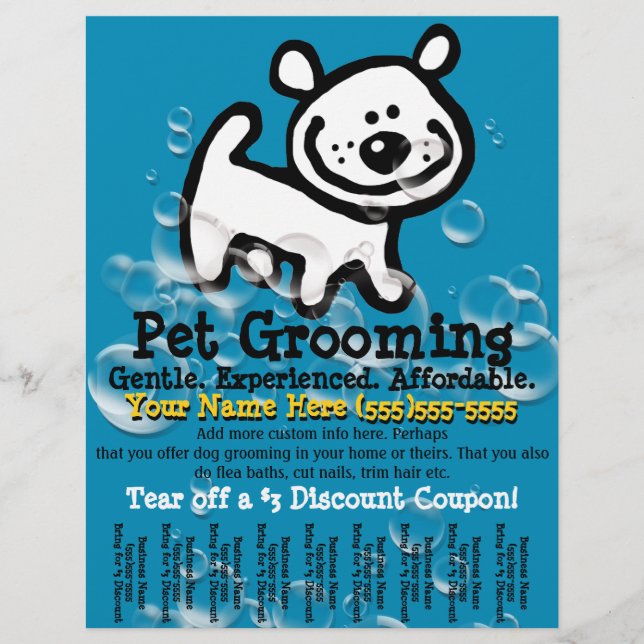 Pet Grooming. Customizable Promotional Tear sheet (Front)