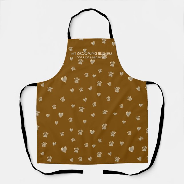 Pet Grooming Dog Cat Veterinary brown Paws Apron (Front)