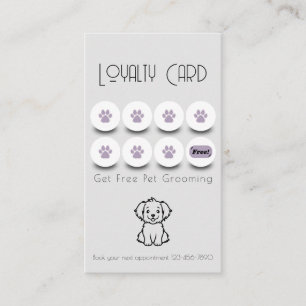 Pet grooming dog paw loyalty business card