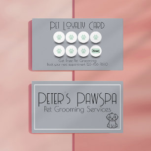 Pet grooming dog paw loyalty business card