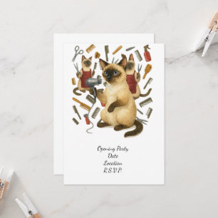 Pet grooming hairdresser for cat lovers invitation