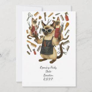 Pet grooming hairdresser for cat lovers invitation