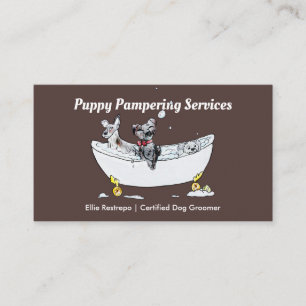 Pet Grooming Puppy Dogs in a Bath Appointment Card