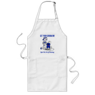 Pet Grooming Salon Custom Name in Blue Long Apron