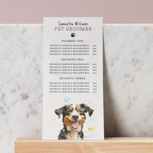 Pet Grooming Service Price QR Code  Rack Card
