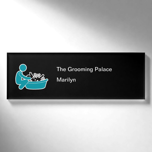 Pet Grooming Staff Name Tags Template (Front)