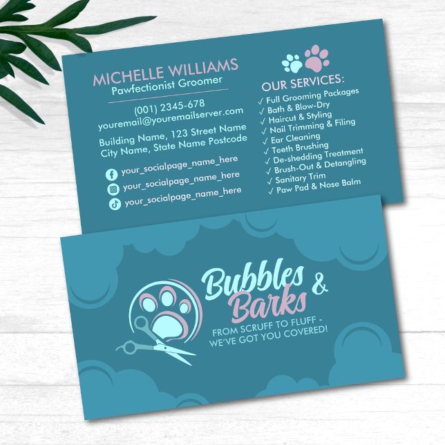 Pet Grooming Studio - Groomer Services Business Ca Business Card (Creator Uploaded)
