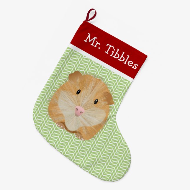 Pet Guinea Pig Personalized Large Christmas Stocking (Front (Hanging))