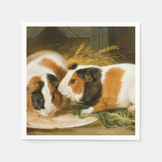 Pet Guinea Pigs Feeding (by James Ward) Napkin (Front)