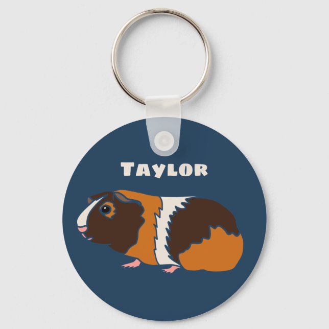 Pet Guinea Pigs Illustration Personalized Keychain (Front)