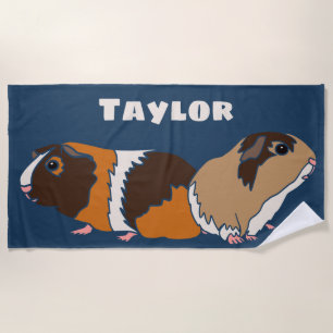 Pet Guinea Pigs Illustrations Personalized Beach Towel