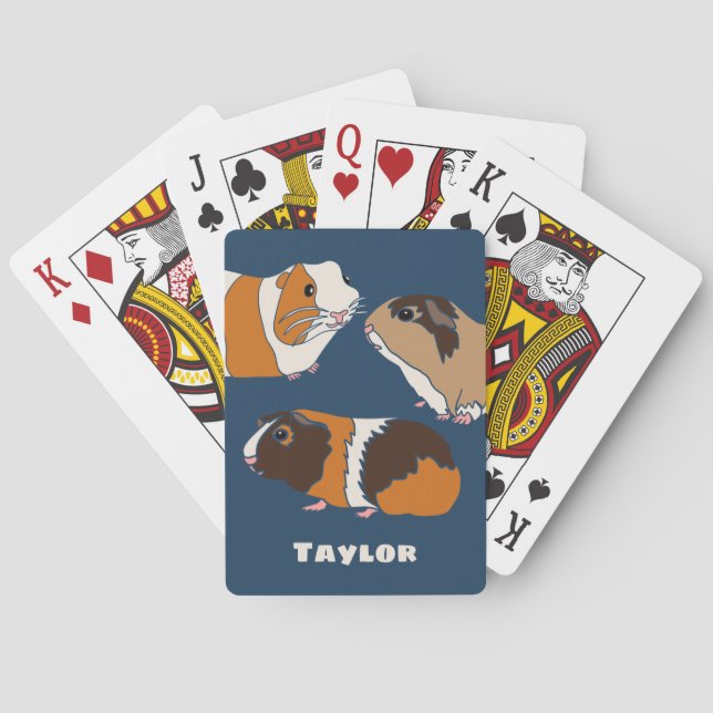 Pet Guinea Pigs Illustrations Personalized Playing Cards (Back)