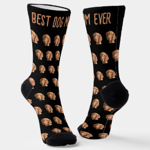 Pet Head Photo Black Pattern Best Dog Mom Ever Socks
