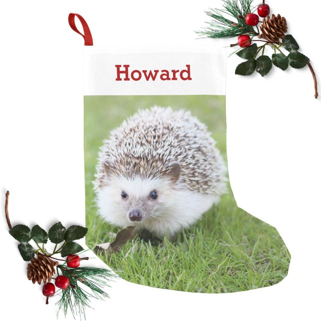 Pet Hedgehog Lover Owner Photo & Name Personalized Small Christmas Stocking (Creator Uploaded)