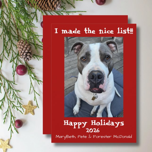 Pet holiday christmas card nice list (Creator Uploaded)