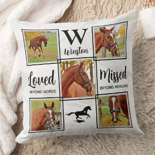 Pet Horse Memorial Horse Loss Photo Collage Throw Pillow