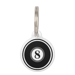 Pet ID Tag - 8 Ball - Black & White
