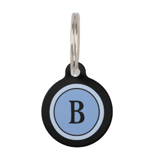 Pet ID Tag -Black & Blue Monogram