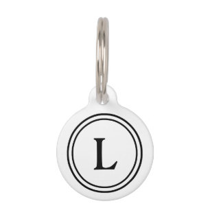 Pet ID Tag - Black & White with Monogram