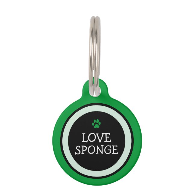 Pet ID Tag - Grass Green & Black - Love Sponge (Front)