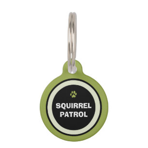 Pet ID Tag - Green & Black - Squirrel Patrol