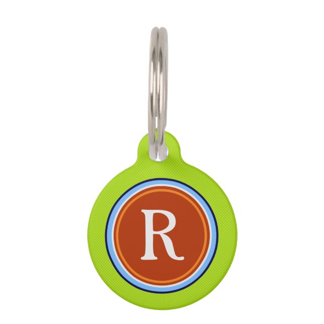 Pet ID Tag - Green Blue & Red with Monogram (Front)