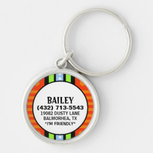 Pet ID Tag - Red Green & Blue Deco Design Keychain