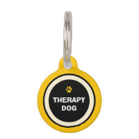 Pet ID Tag - Yellow & Black- Therapy Dog