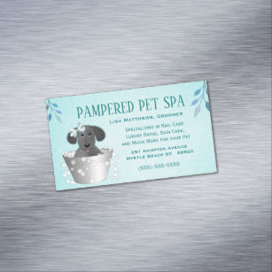Pet In Wash Pail Groomer  Magnetic Business Card