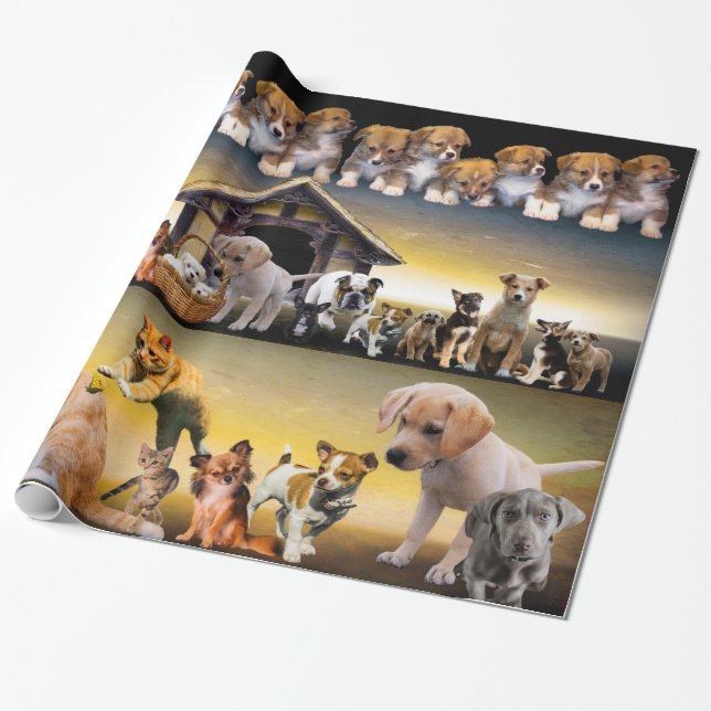 Pet Infinity Dogs Cats Puppies Kittens Animal Mom Wrapping Paper (Unrolled)