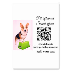 Pet influencer add pet photo name social media  table number