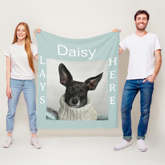 Pet Lays Here Custom Photo Fleece Blanket (In Situ)