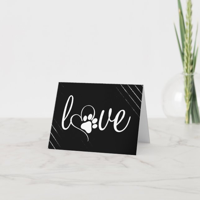 Pet Life Love | Paw Print Heart Script Sympathy Card (Front)