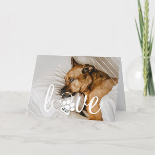 Pet Life Love   Paw Print Heart Script Valentine's Holiday Card