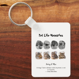 Pet Life Memories 8 Photo Collage Tribute Template Keychain