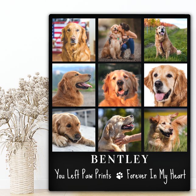 Pet Loss Gift Dog Memorial Custom 9 Photo Collage Plaque (Creator Uploaded)