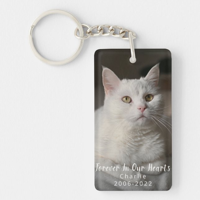 Pet Loss Gift | Personalized Cat Memorial Photo Keychain (Front)