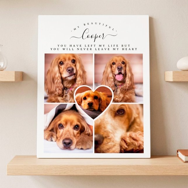 Pet Loss Keepsake Custom Dog Photo Collage Plaque (Pet loss photo collage plaque)