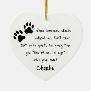 Pet Loss Memorial Plaque Personalized Paw Print Ceramic Ornament