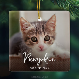 Pet Loss Name Photo Cat Memorial Ceramic Ornament