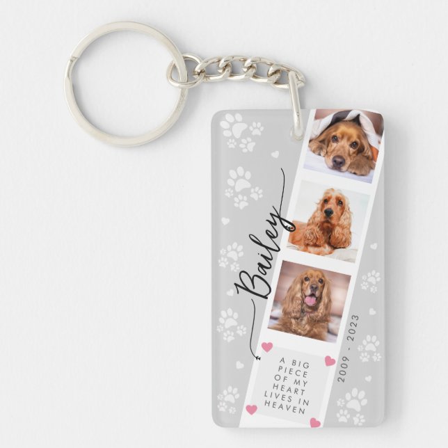 Pet Loss Personalized Photo Collage Dog Memorial Keychain (Front)