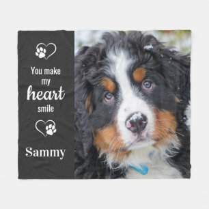 Pet Loss Quote Memorial- Heart Smile Pet Sympathy Fleece Blanket